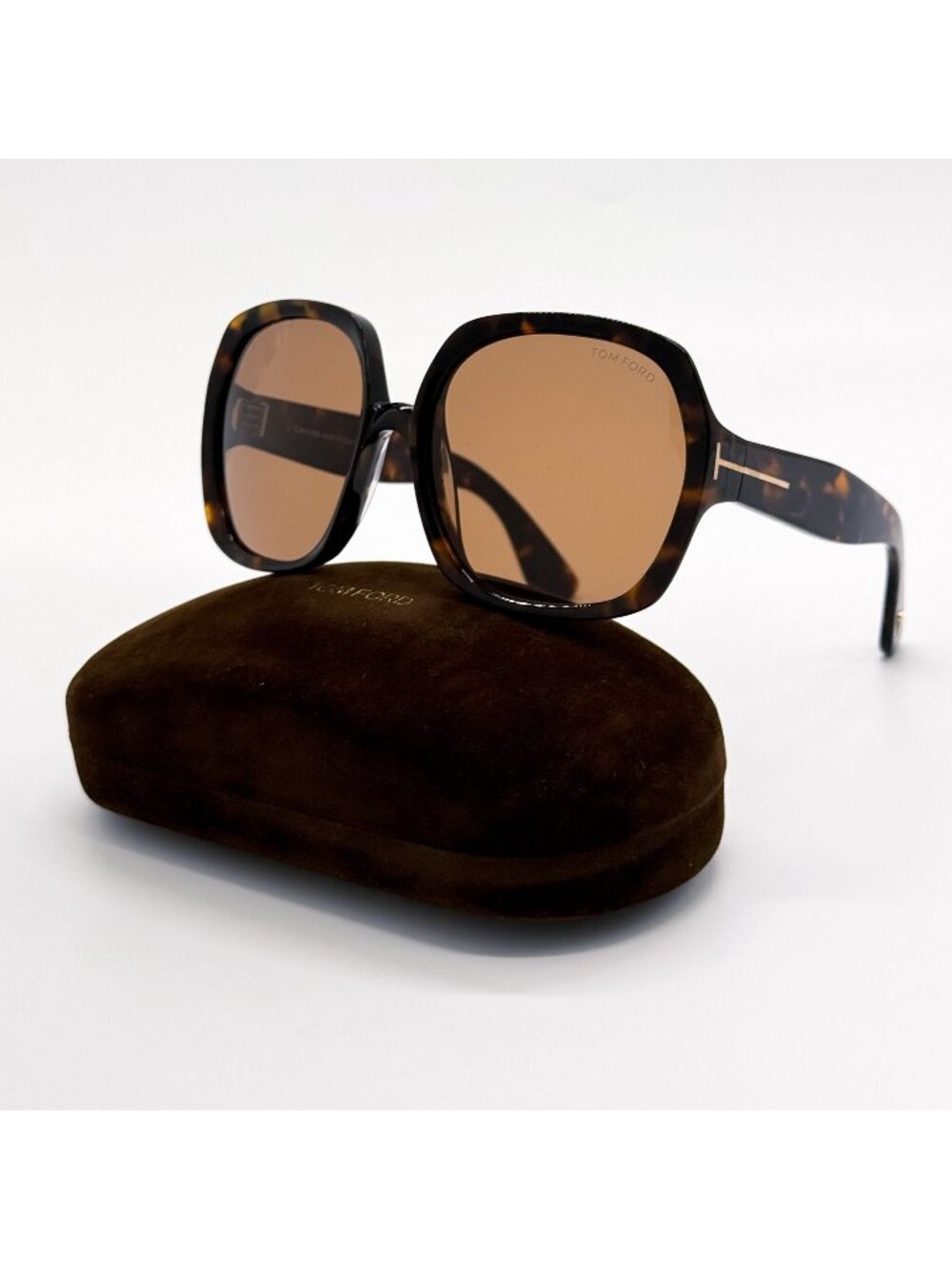 NEW TOM FORD SAFFRON SUNGLASSES TF1221 52E OVERSIZED HAVANA WOMEN EYEWEAR FT1221